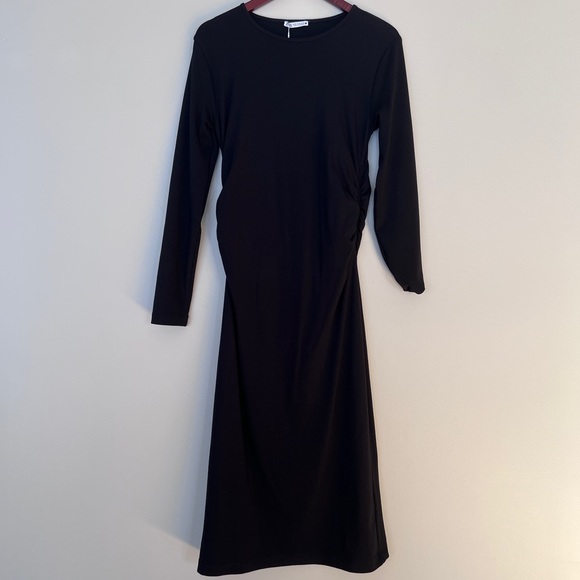 Black stretchy zara midi dress with long sleeves. Size XL - Picture 3 of 13